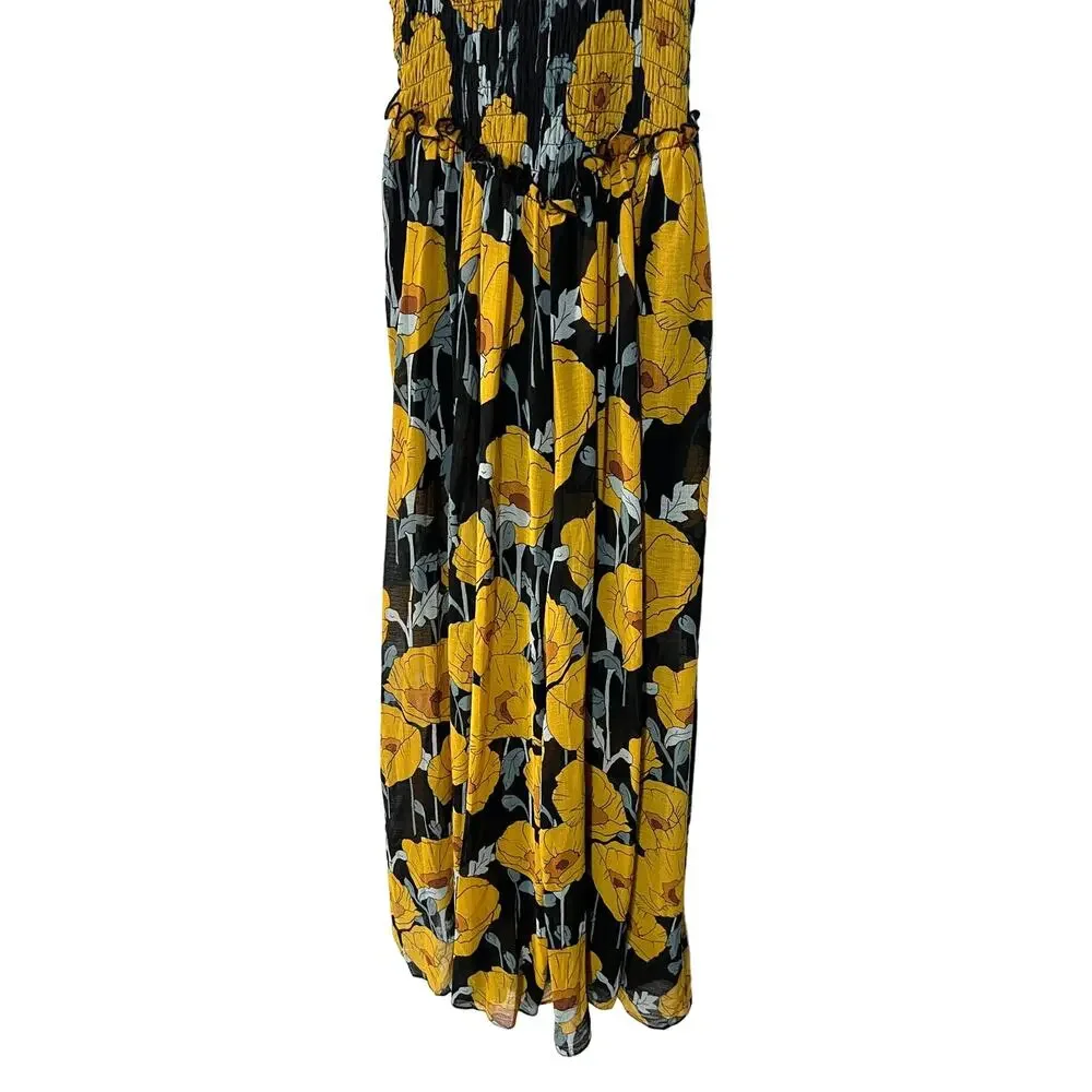 Free People Sophia Floral Print Jumpsuit Smocked Sleeveless Wide Leg Size XSmall - Picture 9 of 15
